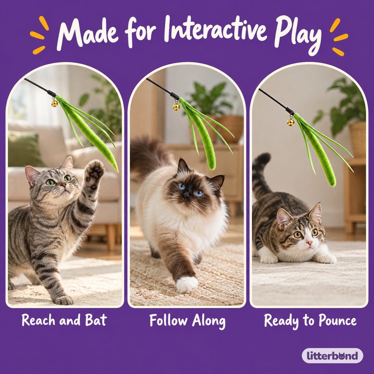 Foxtail Feather Teaser Wands - playtime at home