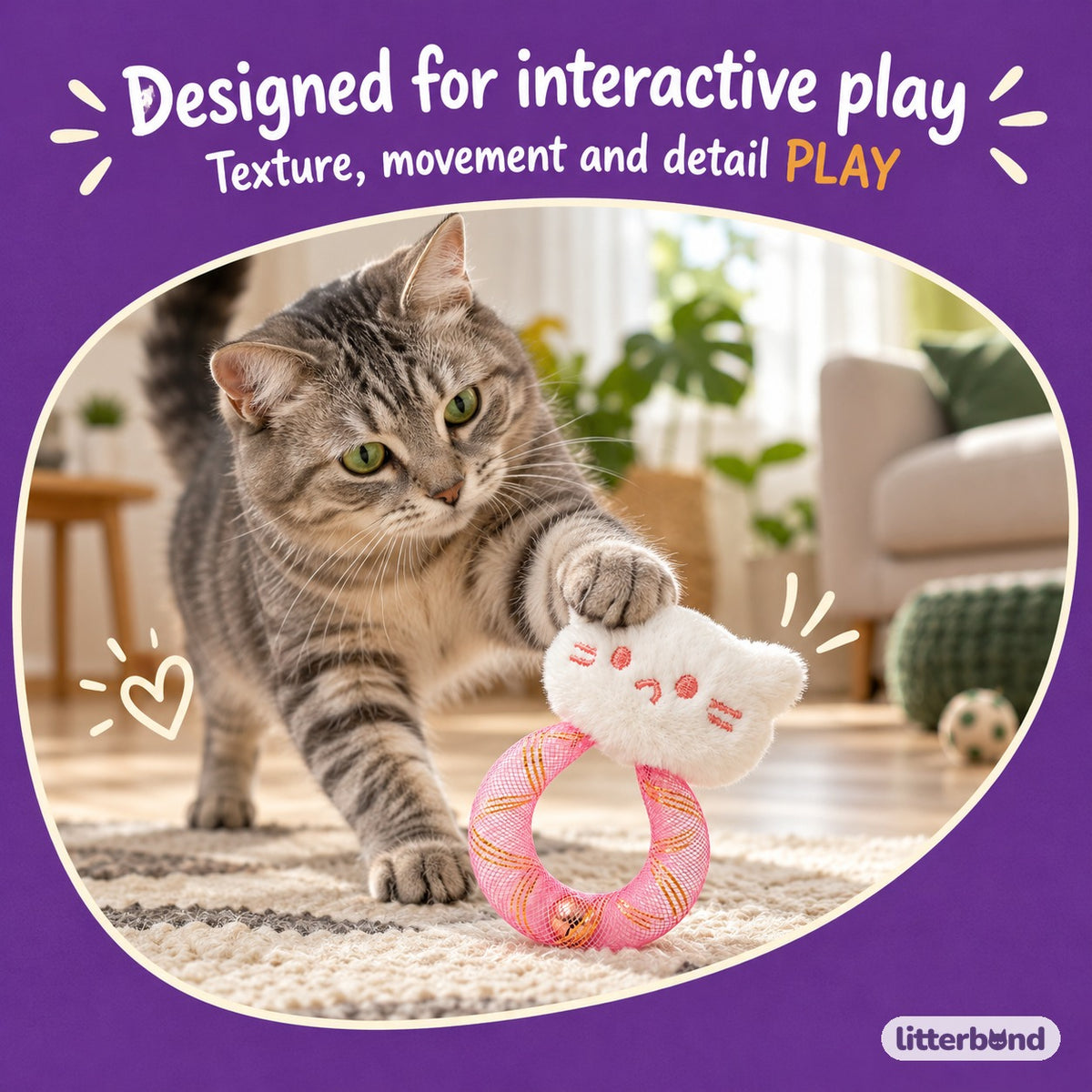 White Cat Mesh Bell Toys with a cat