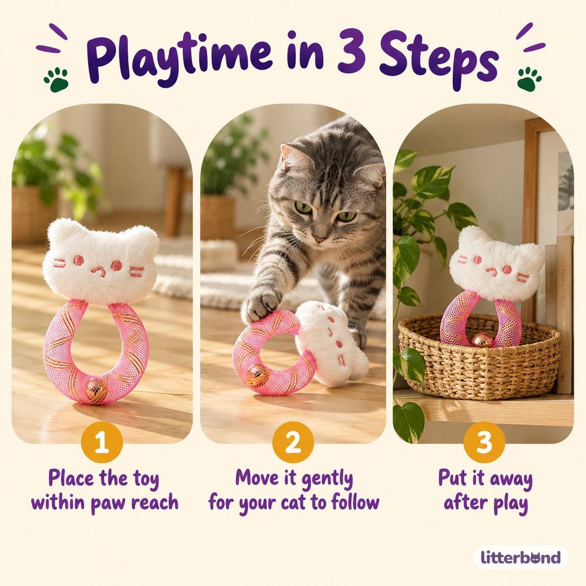 White Cat Mesh Bell Toys - how to play