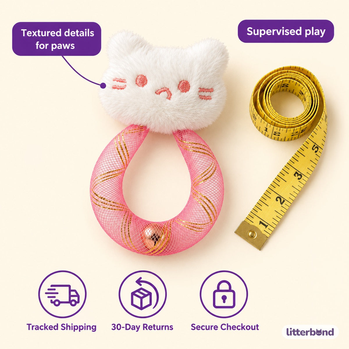 White Cat Mesh Bell Toys - playtime at home