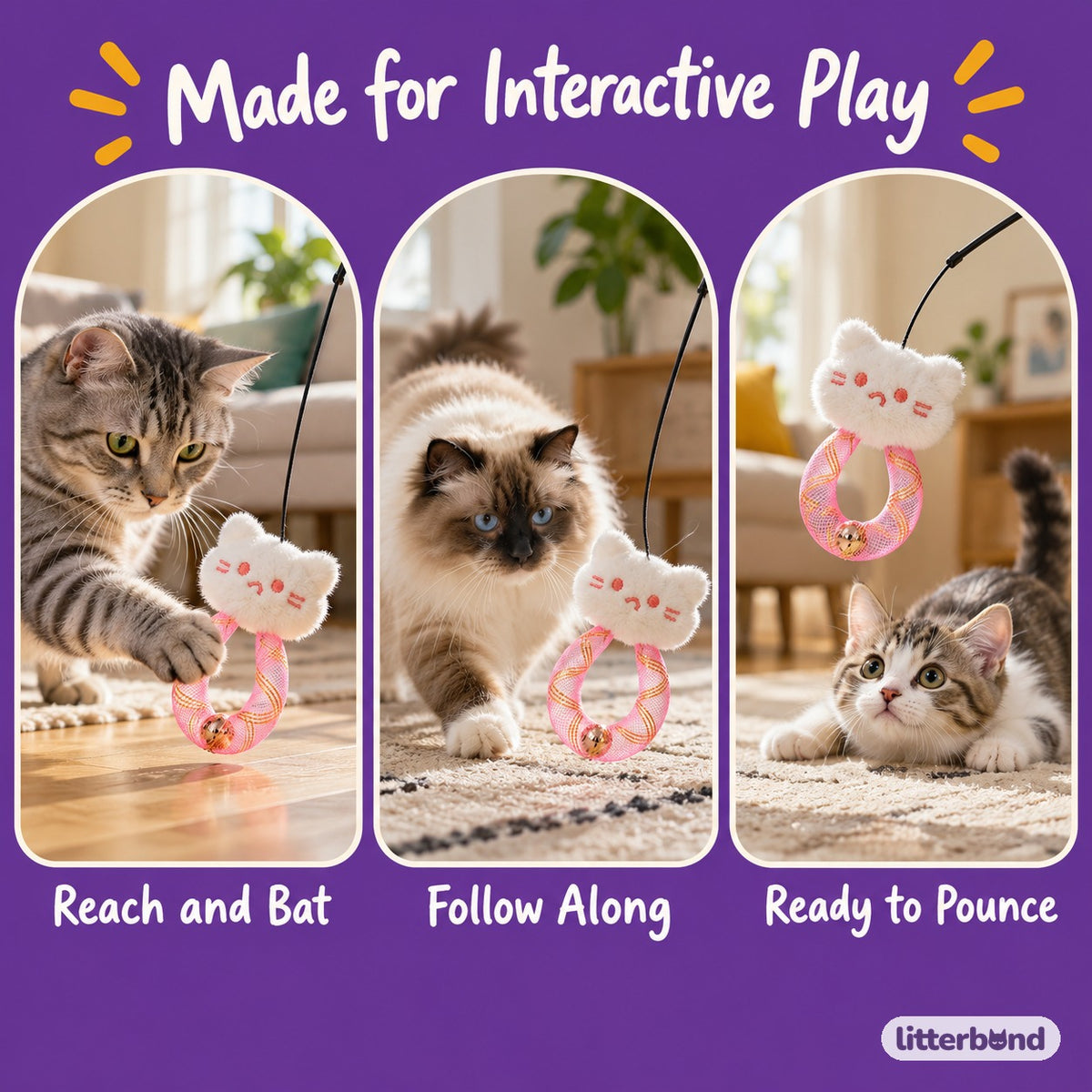 White Cat Mesh Bell Toys - size and details