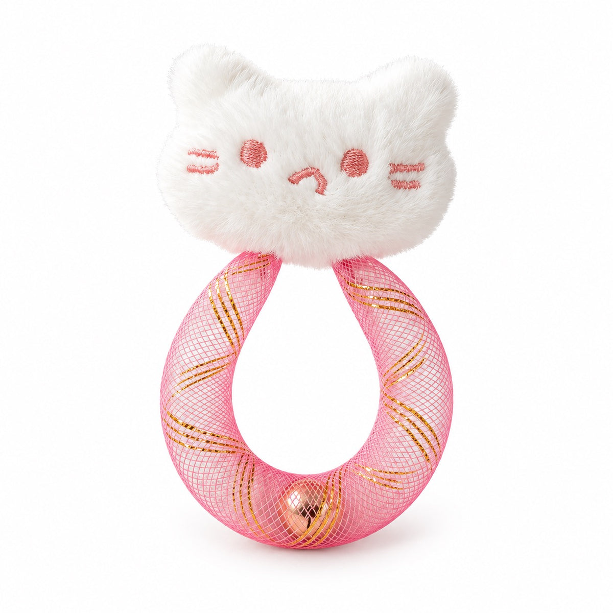 White Cat Mesh Bell Toys - Pink