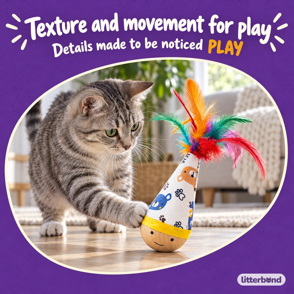 Feather Tumbler Cat Toy with a cat