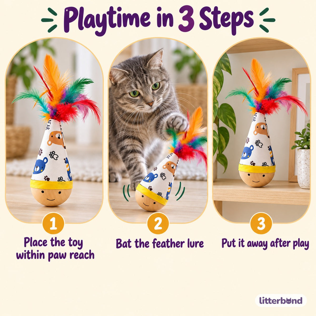 Feather Tumbler Cat Toy - how to play