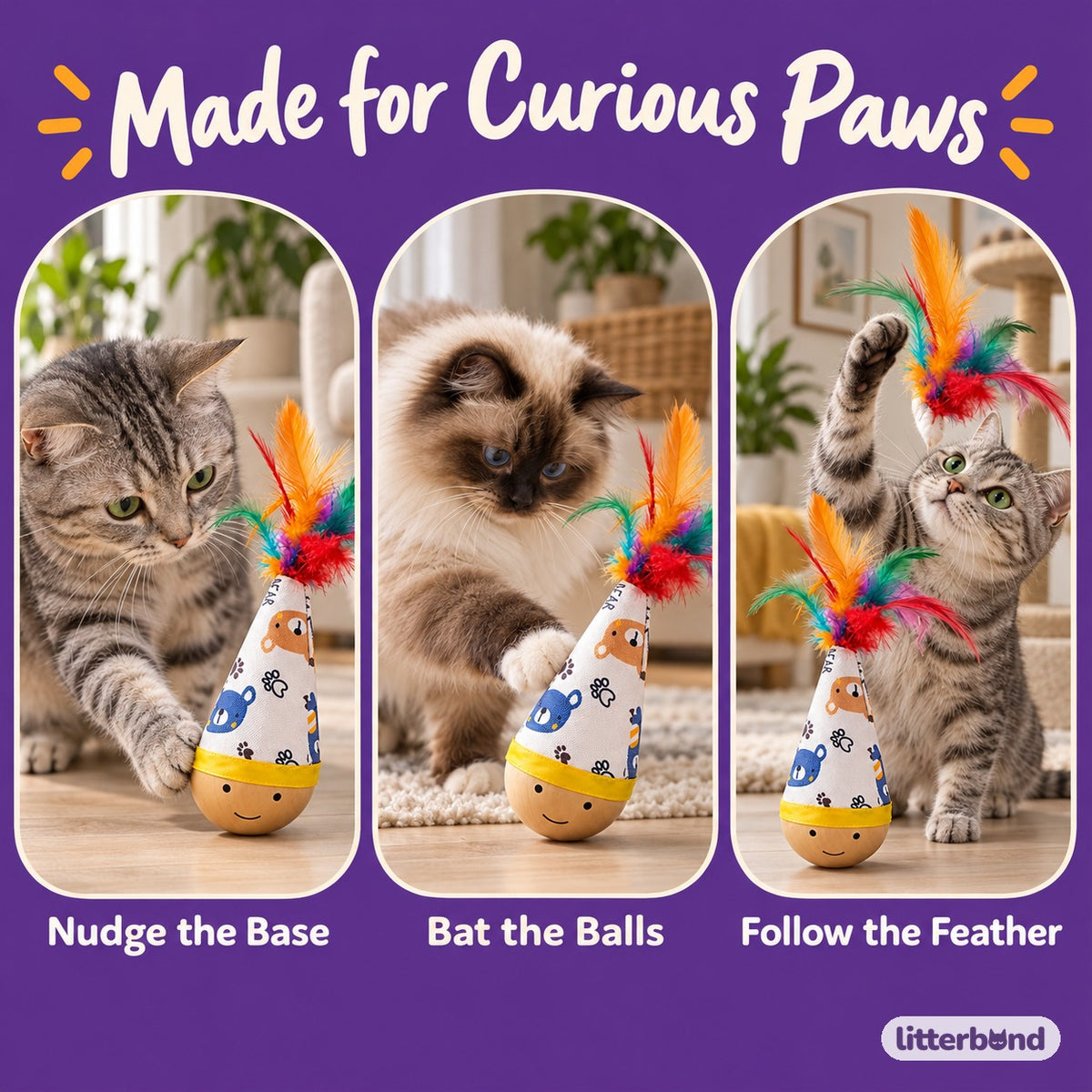 Feather Tumbler Cat Toy - playtime at home