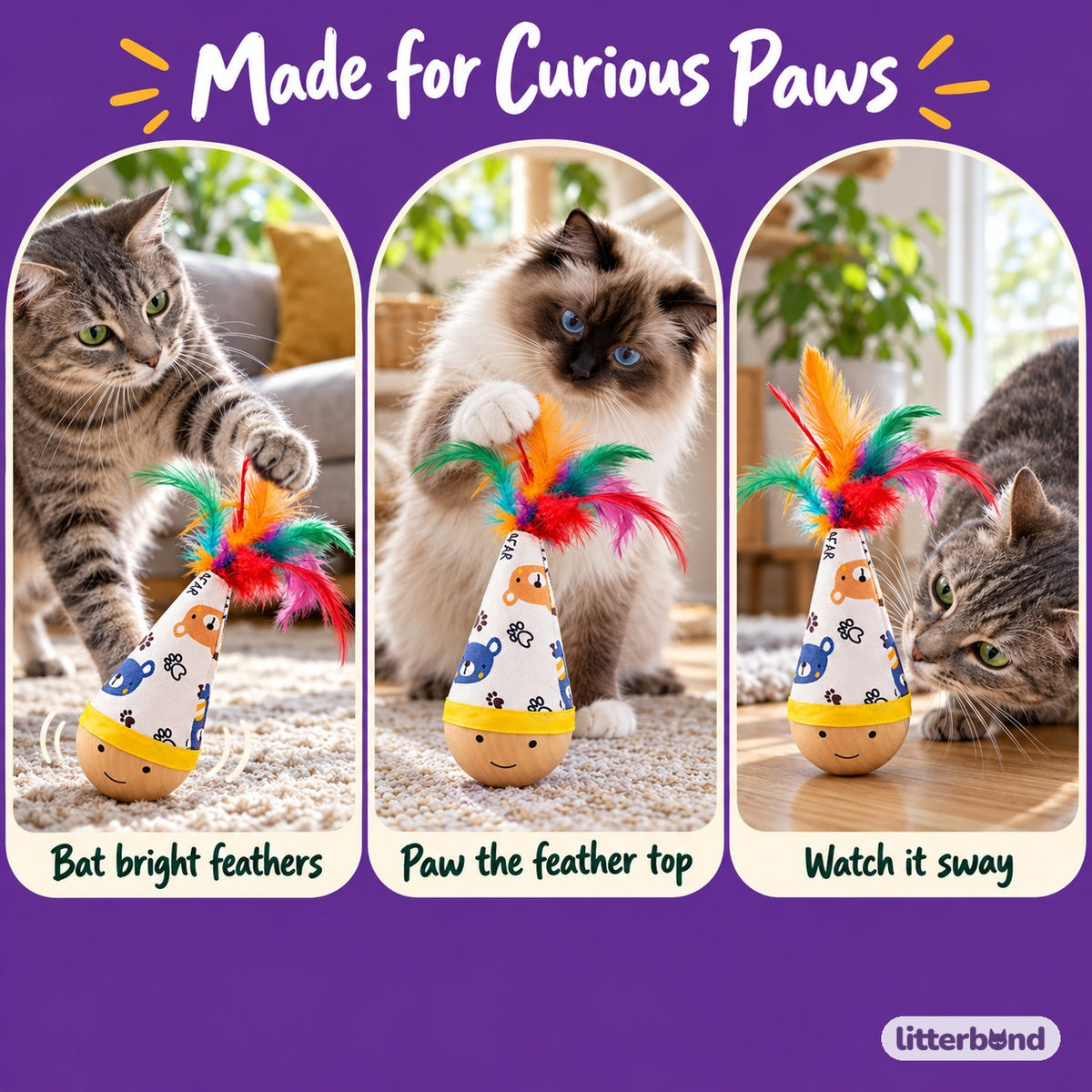 Feather Tumbler Cat Toy - playtime at home