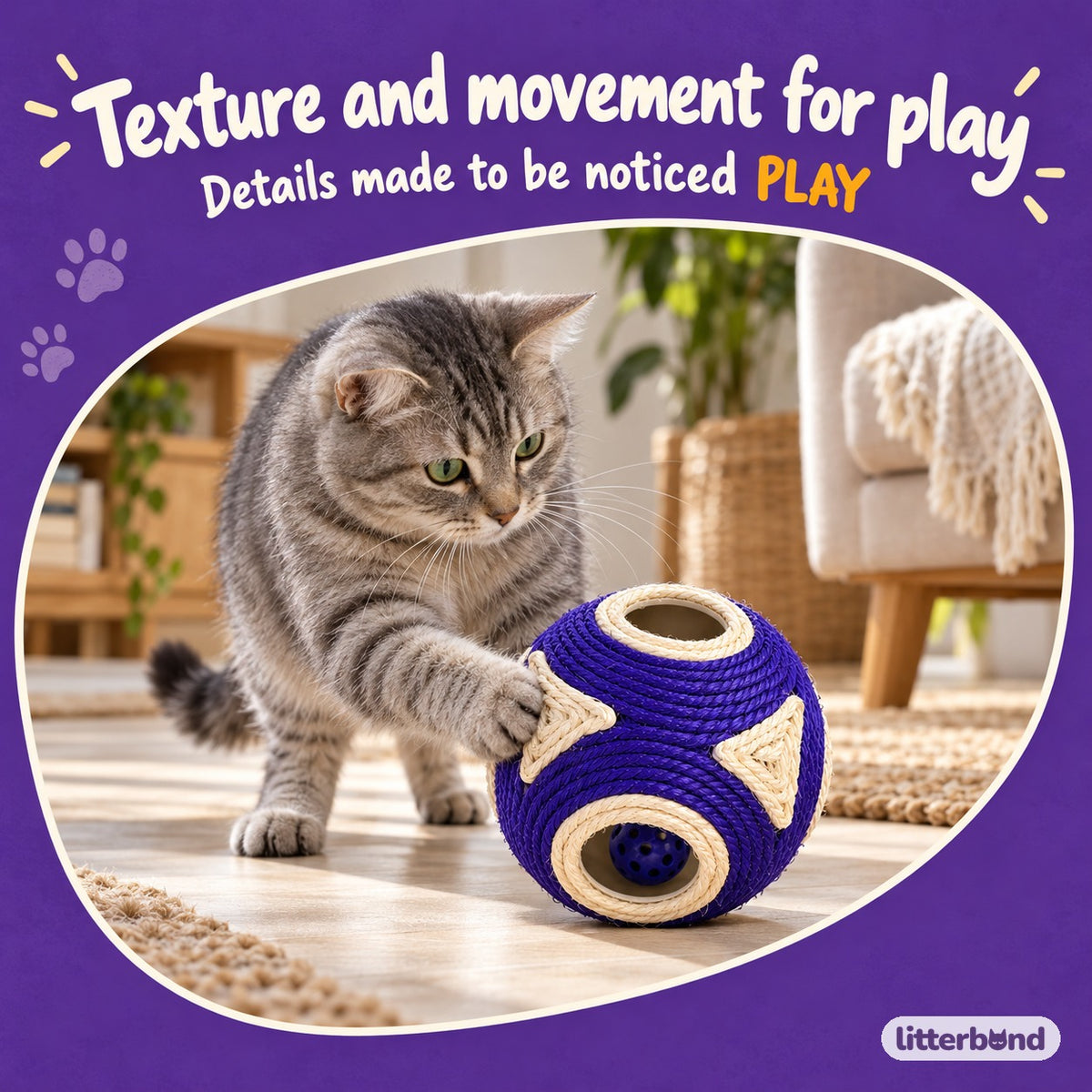Openwork Six-Sided Cat Ball with a cat