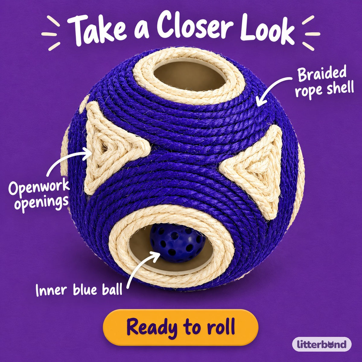 Openwork Six-Sided Cat Ball - close-up details
