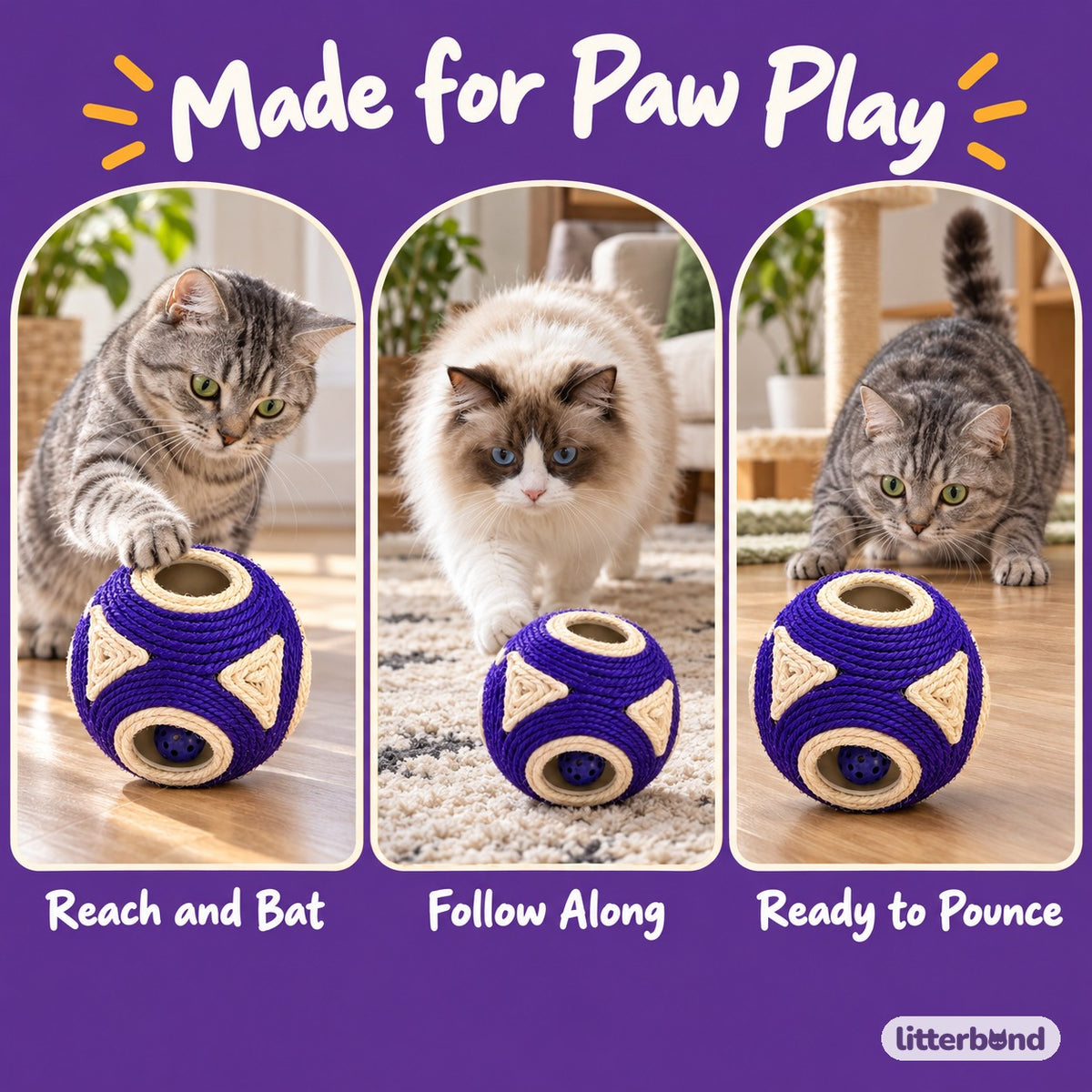 Openwork Six-Sided Cat Ball - playtime at home