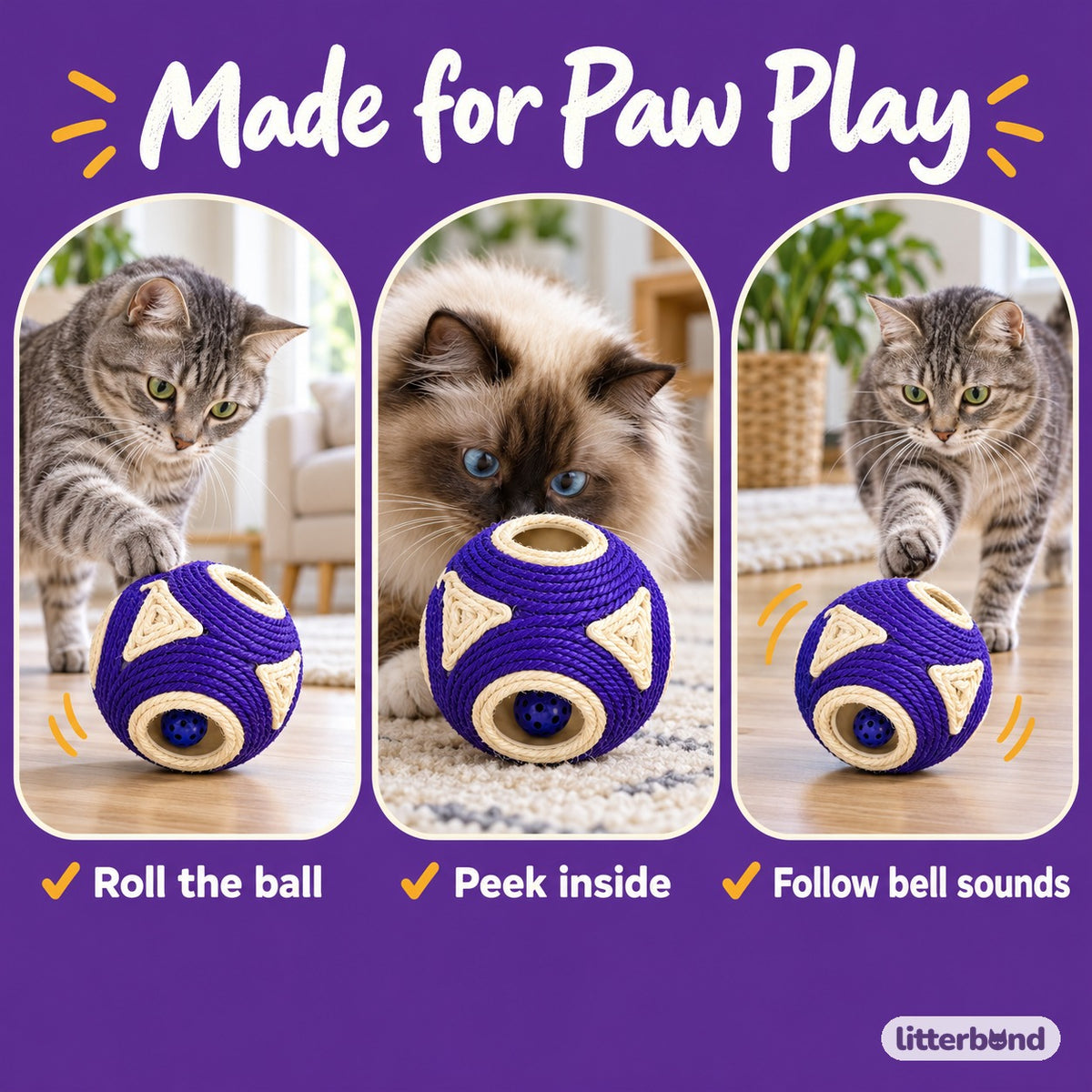 Openwork Six-Sided Cat Ball - playtime at home