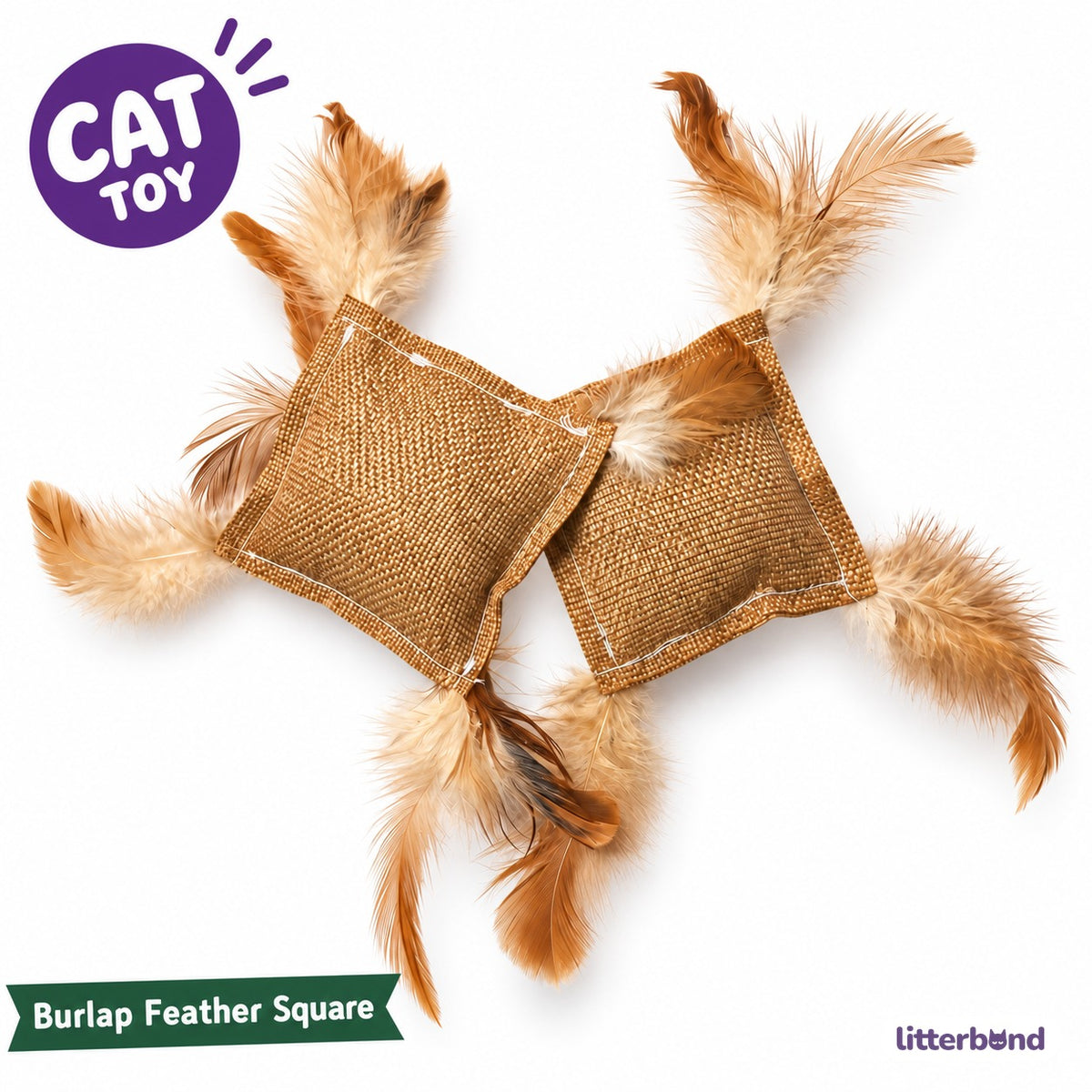 Burlap Feather Square Cat Toy