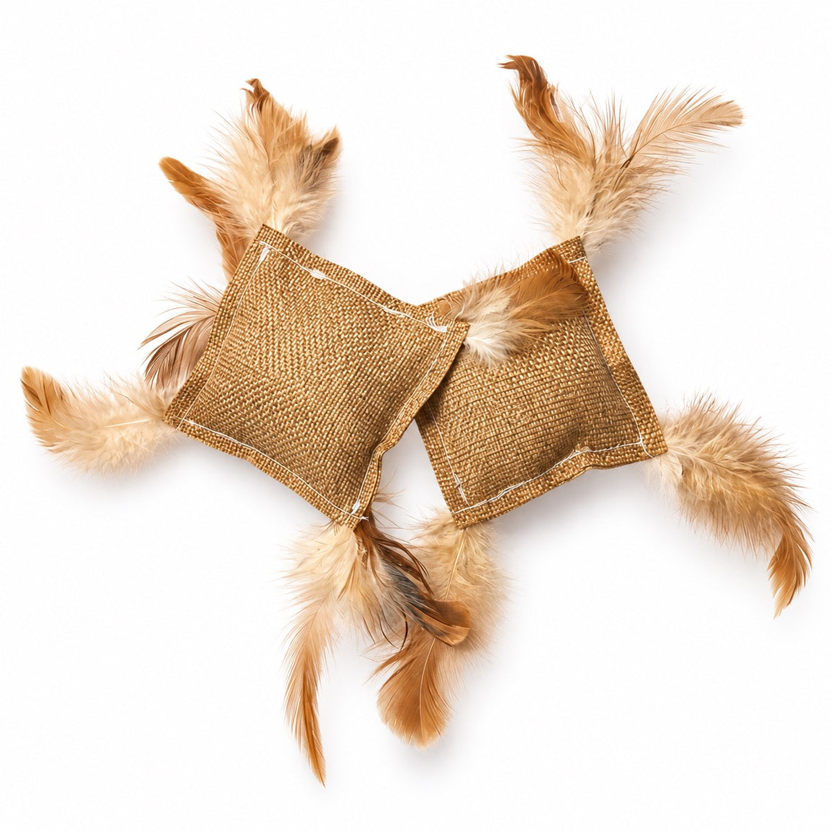 Burlap Feather Square Cat Toy - Burlap Feather Square