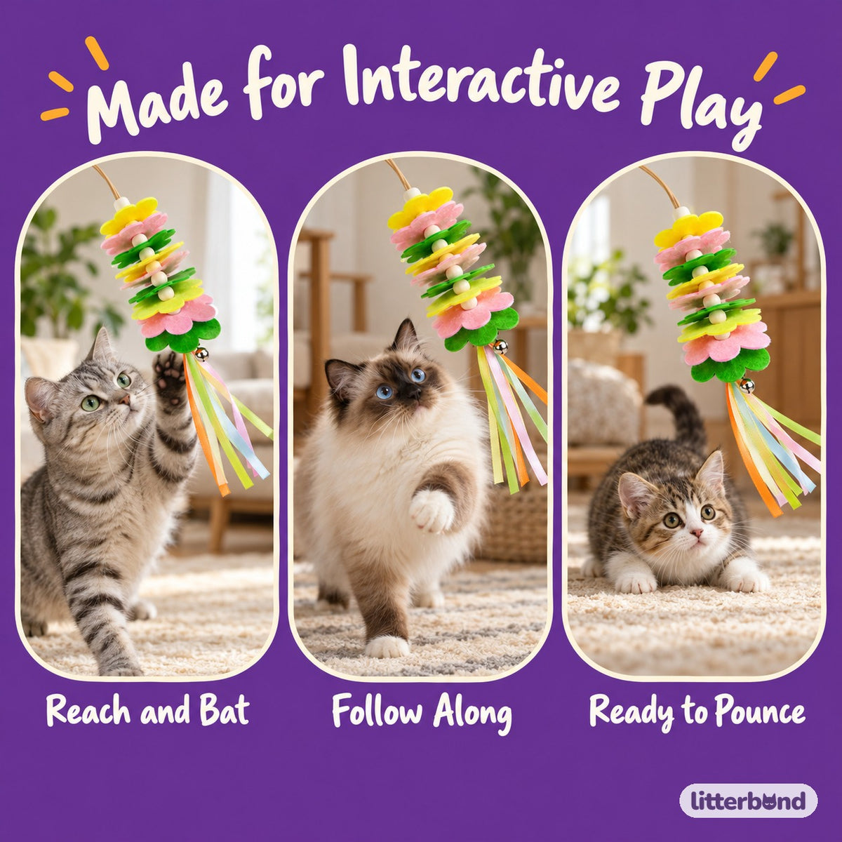 Felt Flower Teaser Wand - playtime at home