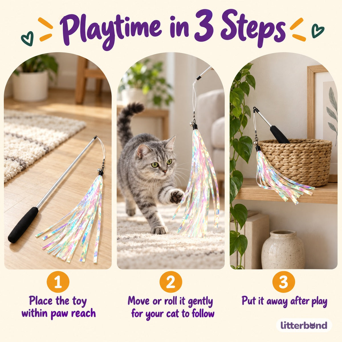 Iridescent Ribbon Teaser Wand - how to play