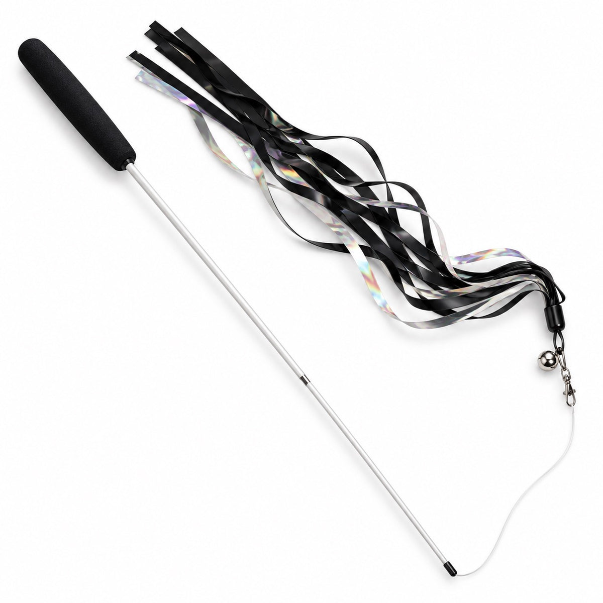 Iridescent Ribbon Teaser Wand - Black Ribbon