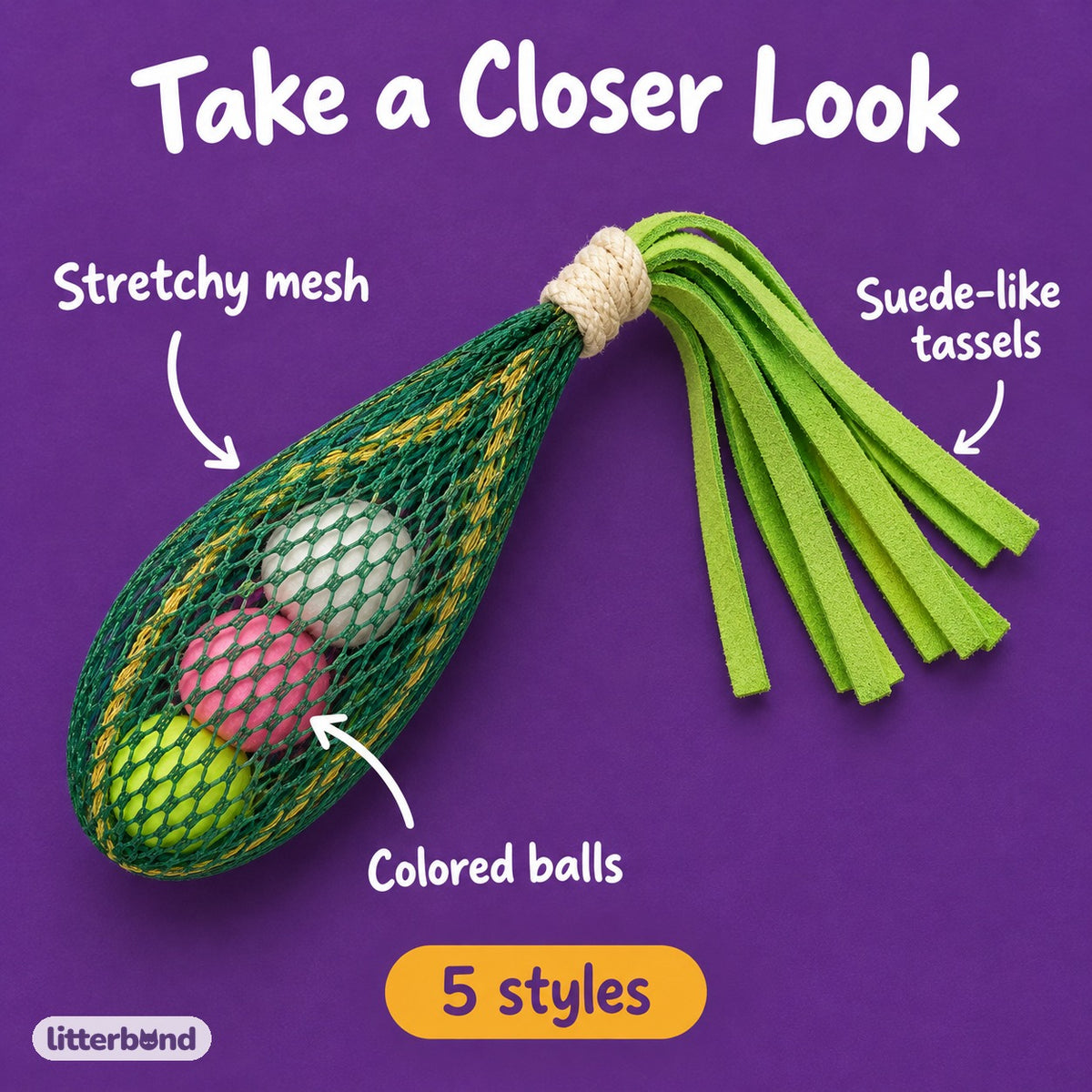 Teardrop Mesh Cat Toys - close-up details