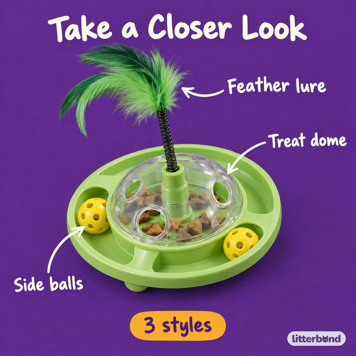 Snack Spinner Cat Toy - close-up details