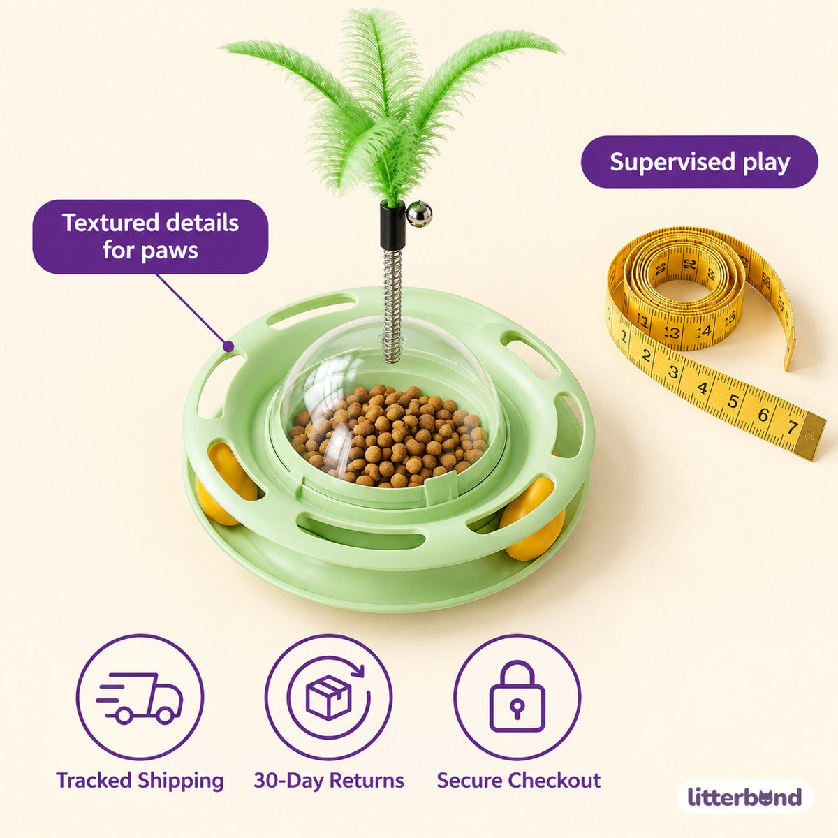 Snack Spinner Cat Toy - size and details