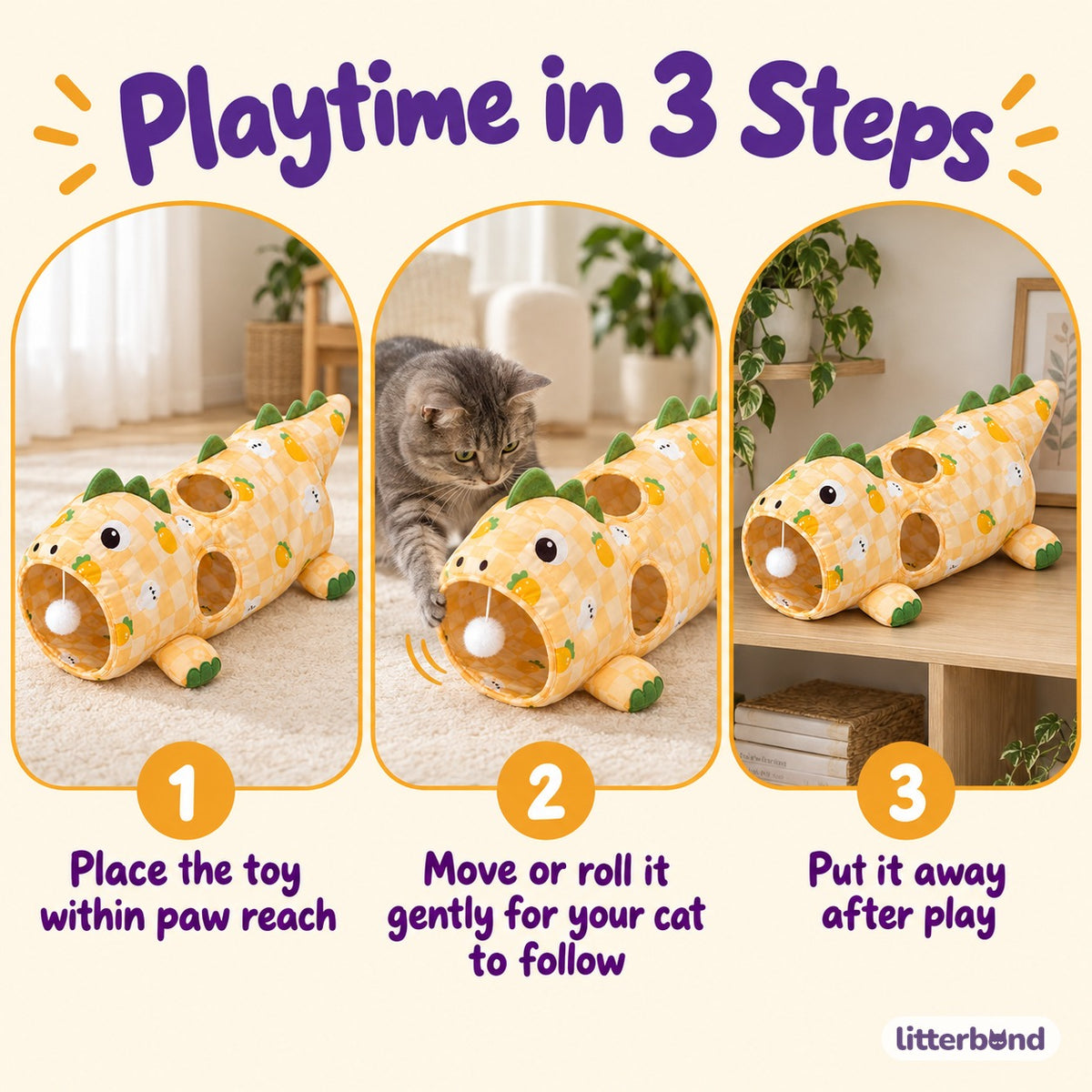 Dinosaur Crinkle Tunnel Set - how to play