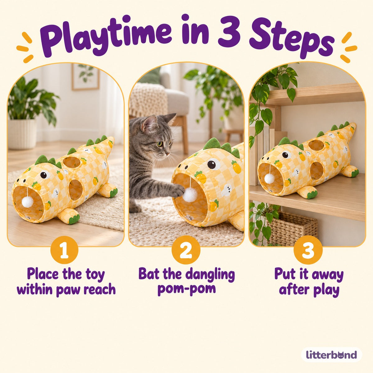 Dinosaur Crinkle Tunnel Set - how to play