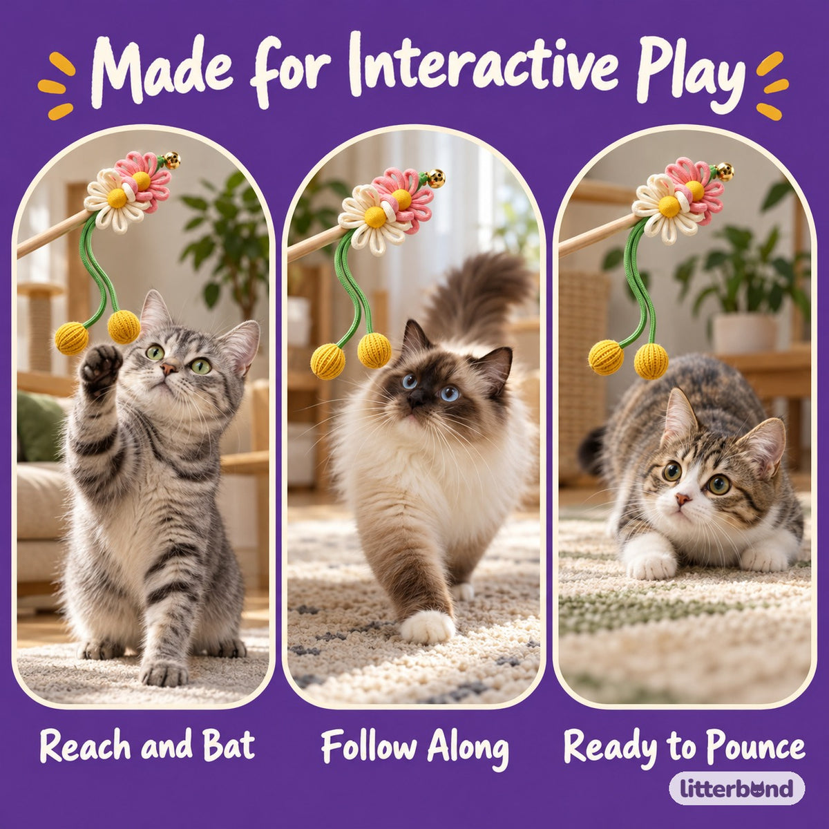 Twin Flower Teaser Wand - playtime at home