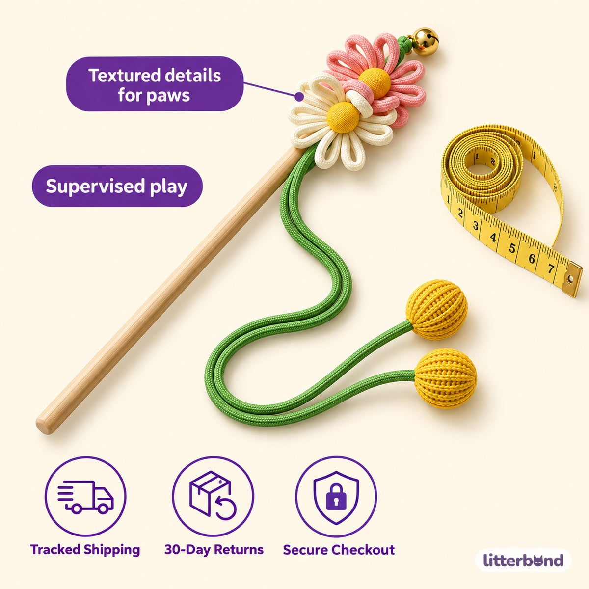 Twin Flower Teaser Wand - size and details