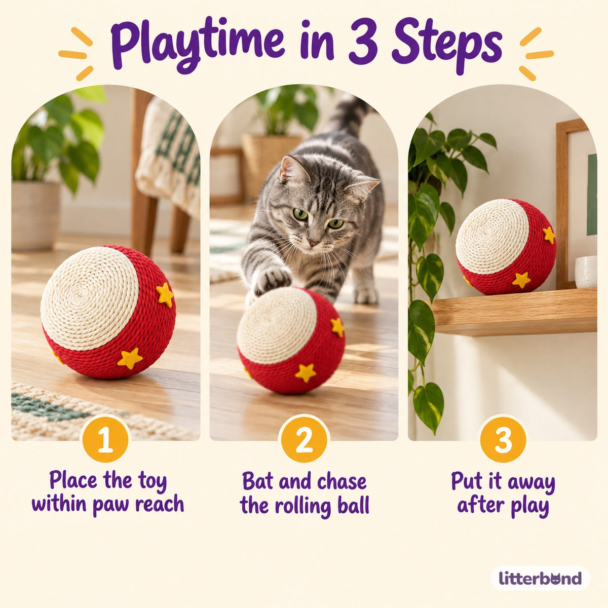 Drum Paper-Rope Cat Balls - how to play