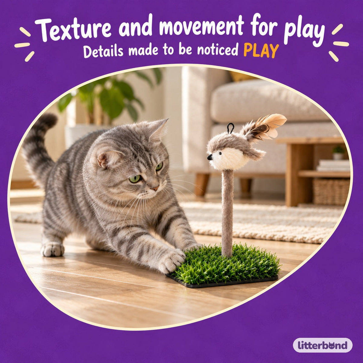 Bird Spring Tumbler Cat Toy with a cat