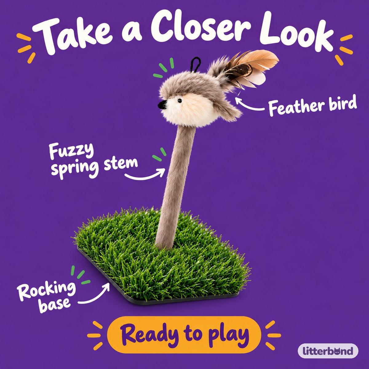 Bird Spring Tumbler Cat Toy - close-up details
