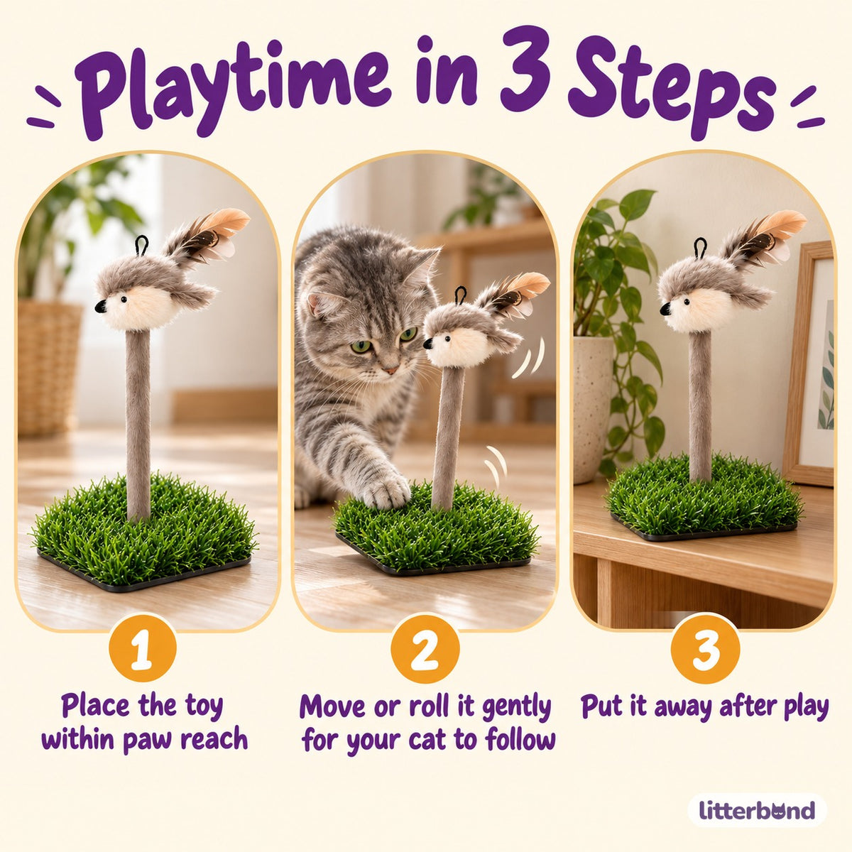Bird Spring Tumbler Cat Toy - how to play