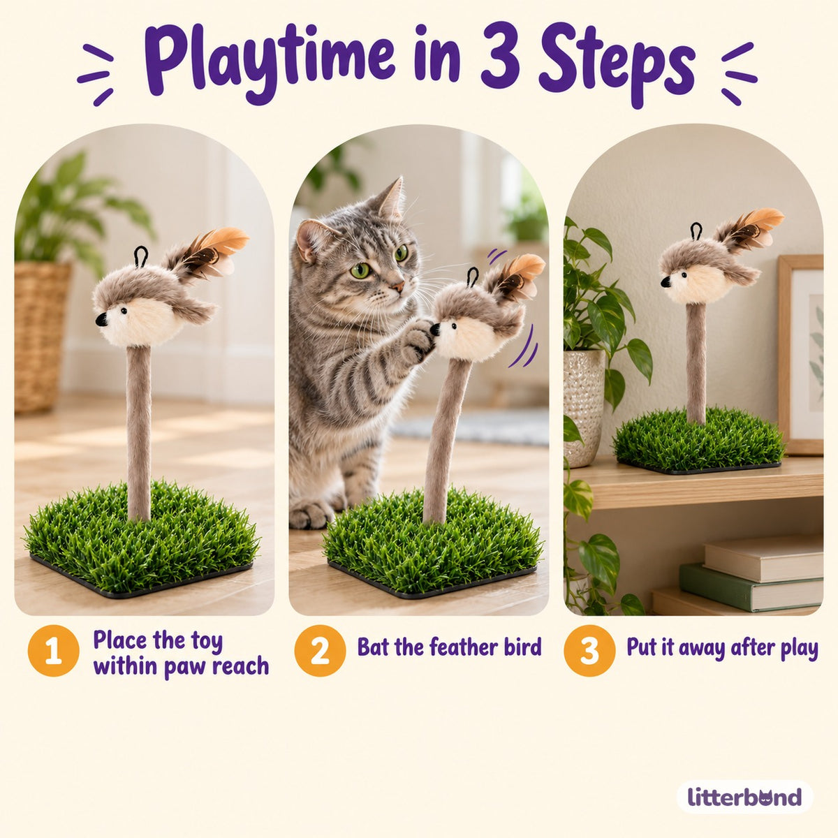 Bird Spring Tumbler Cat Toy - how to play