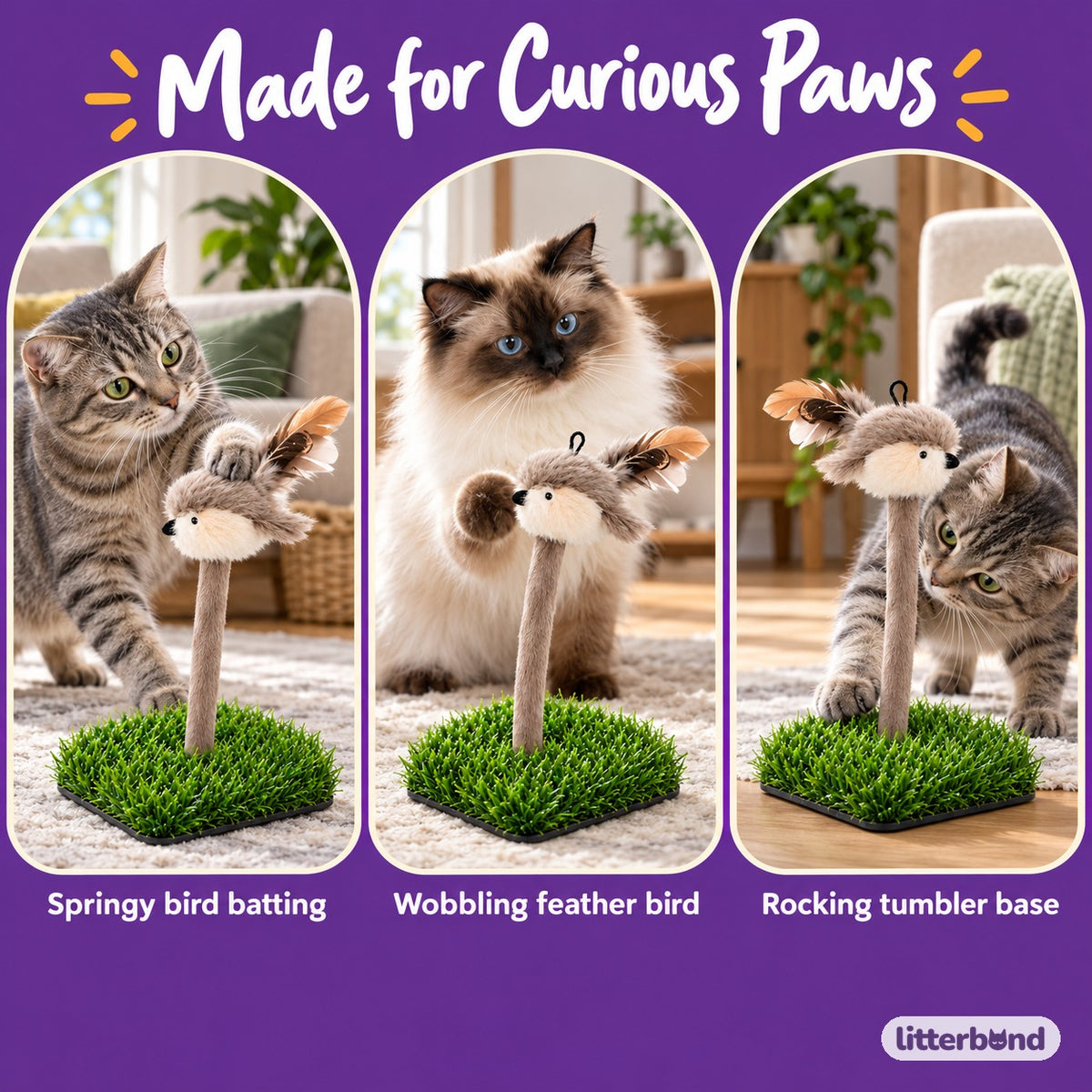 Bird Spring Tumbler Cat Toy - playtime at home