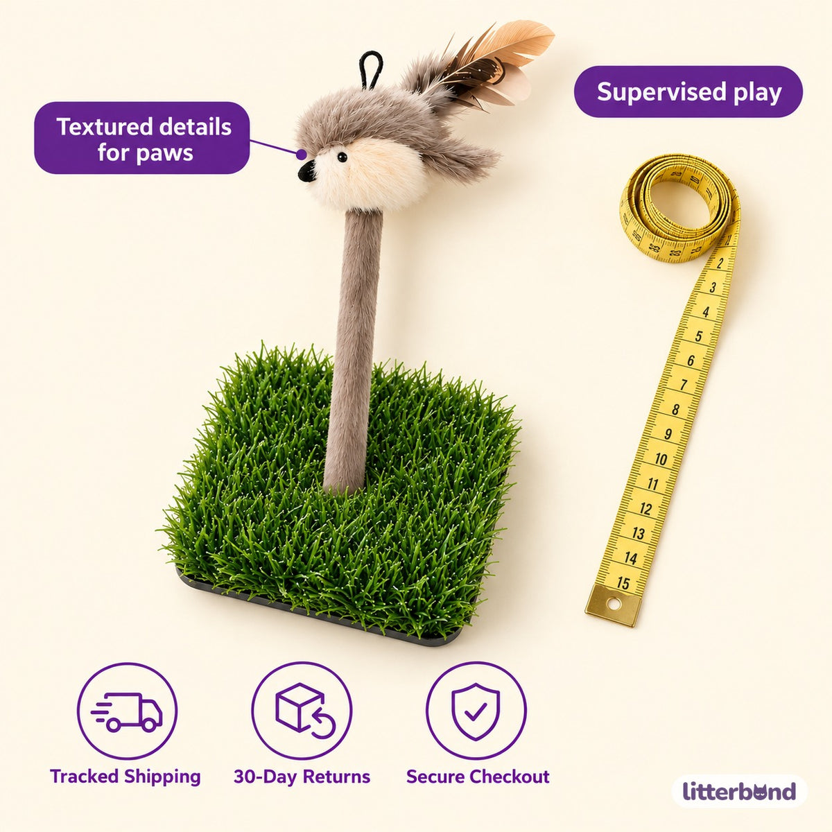 Bird Spring Tumbler Cat Toy - size and details