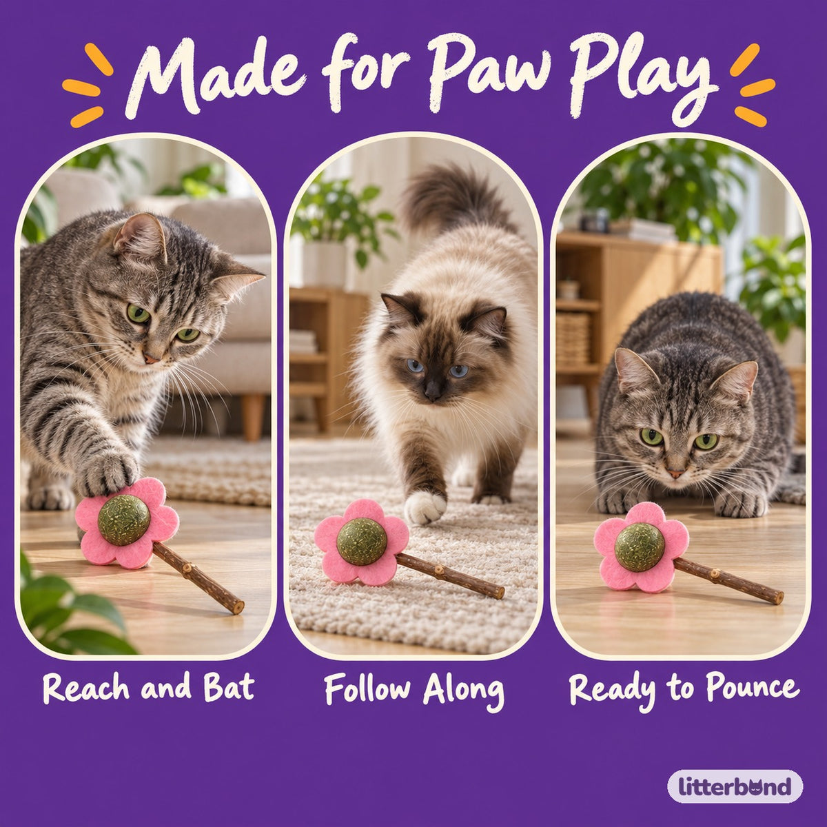 Silvervine Flower Cat Balls - playtime at home