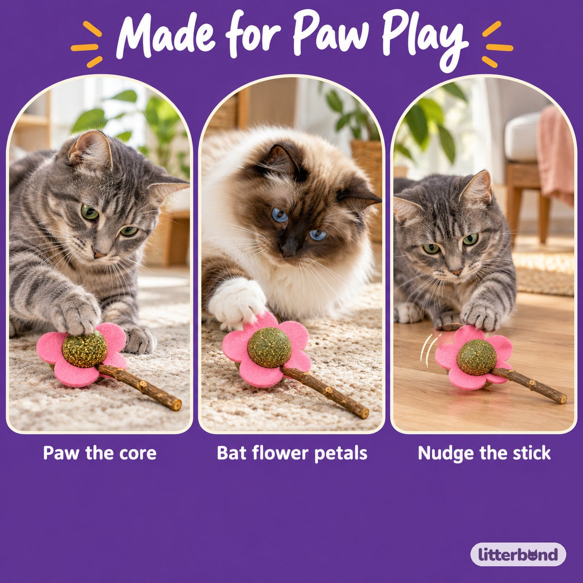 Silvervine Flower Cat Balls - playtime at home