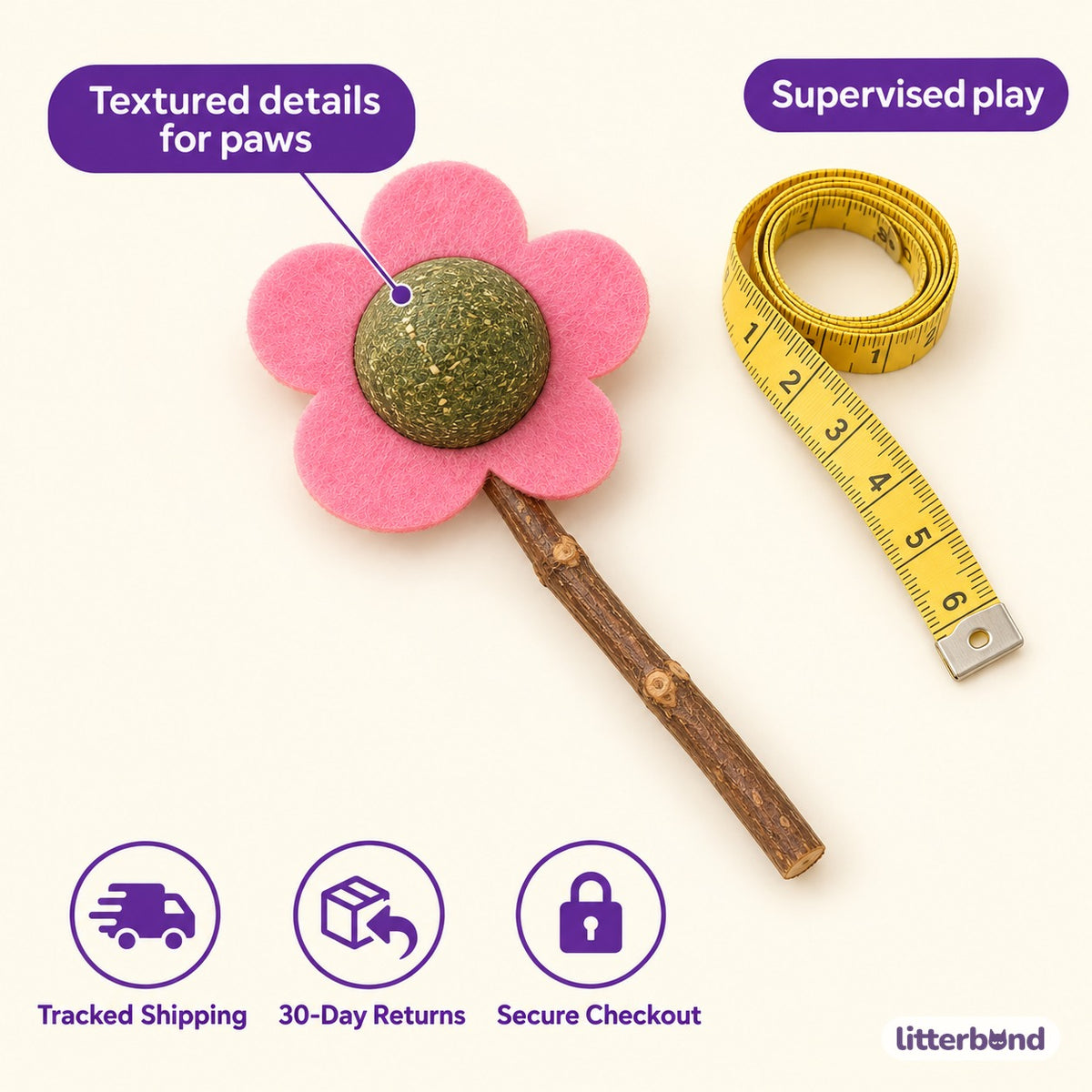 Silvervine Flower Cat Balls - size and details