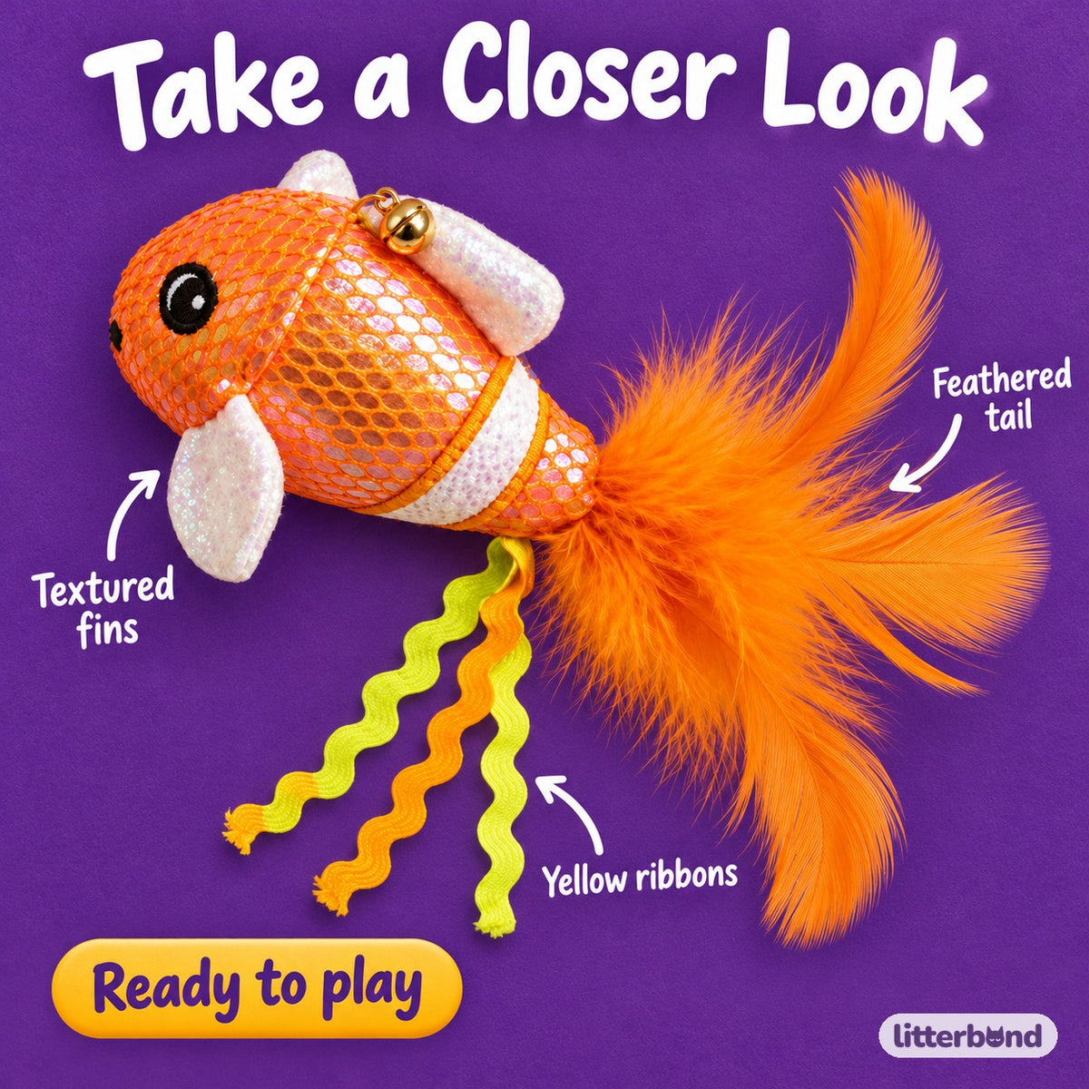 Clownfish Cat Toy - close-up details
