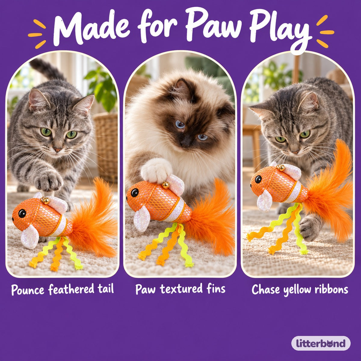 Clownfish Cat Toy - playtime at home