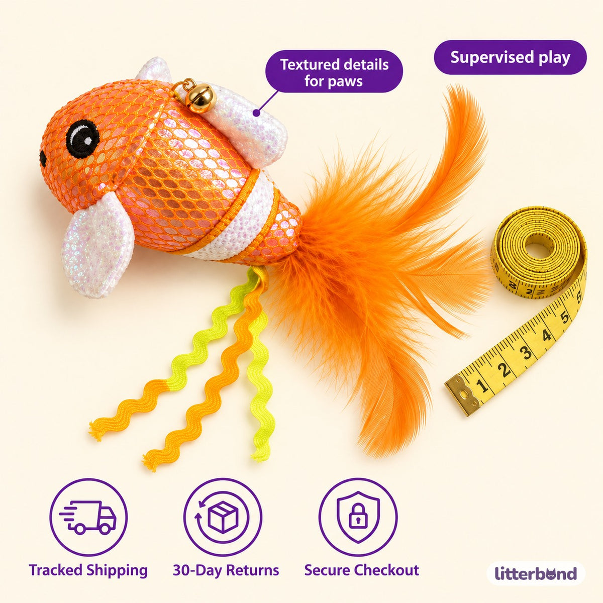 Clownfish Cat Toy - size and details