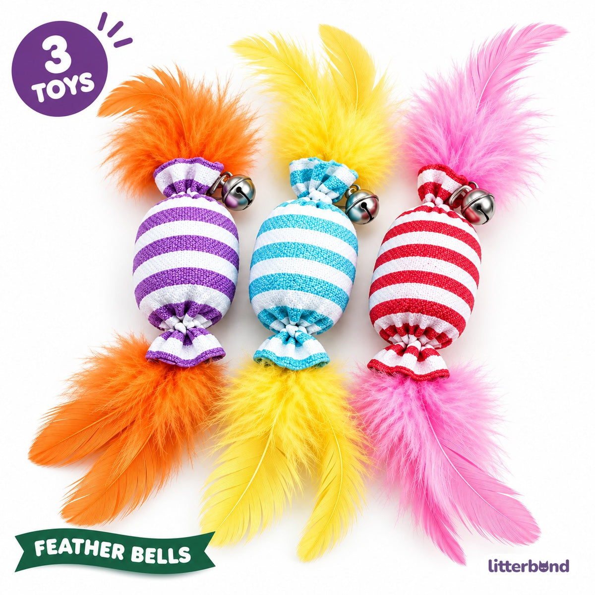 Striped Candy Feather Trio