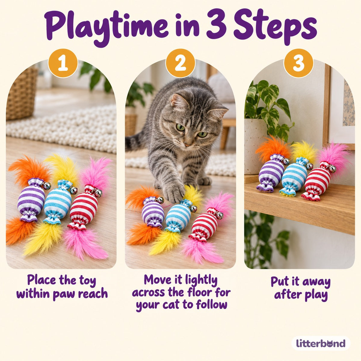 Striped Candy Feather Trio - how to play