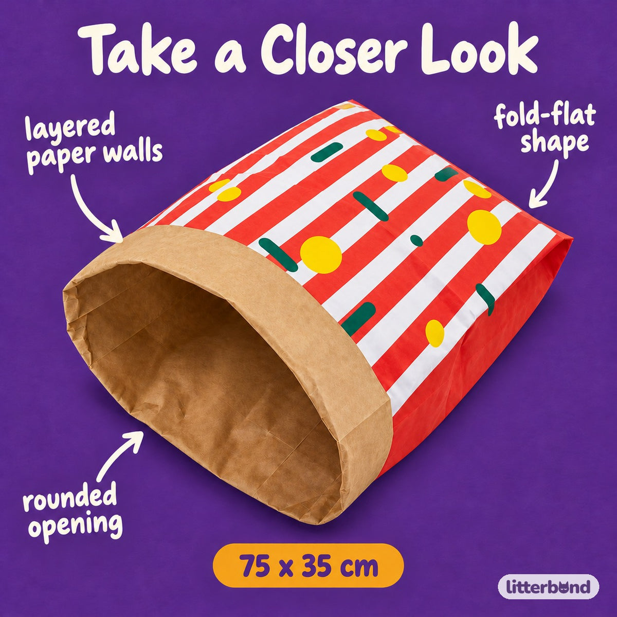 Striped Kraft Paper Tunnel - close-up details