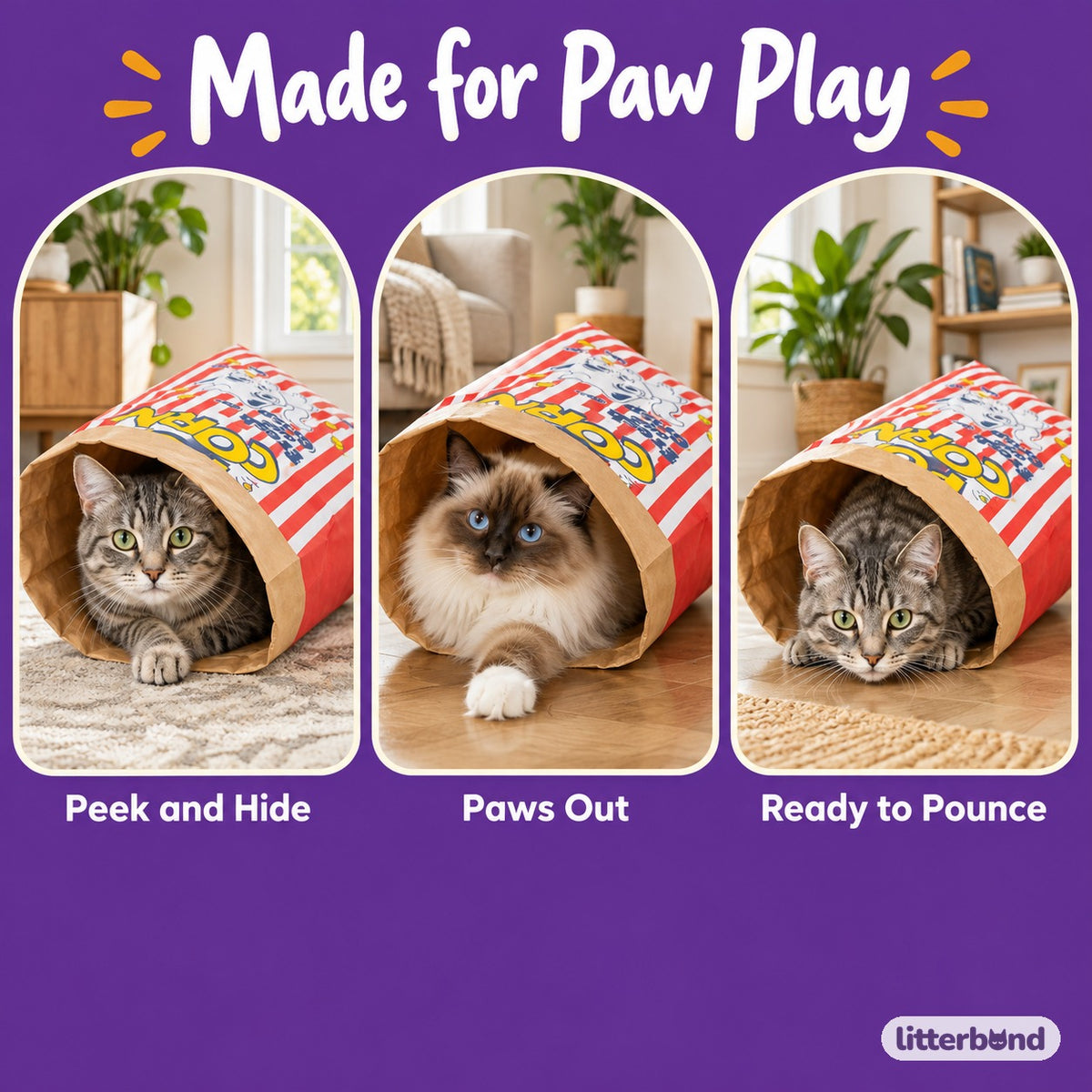 Striped Kraft Paper Tunnel - playtime at home