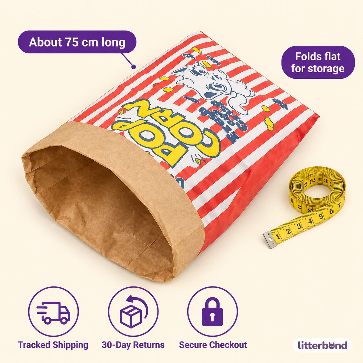 Striped Kraft Paper Tunnel - size and details