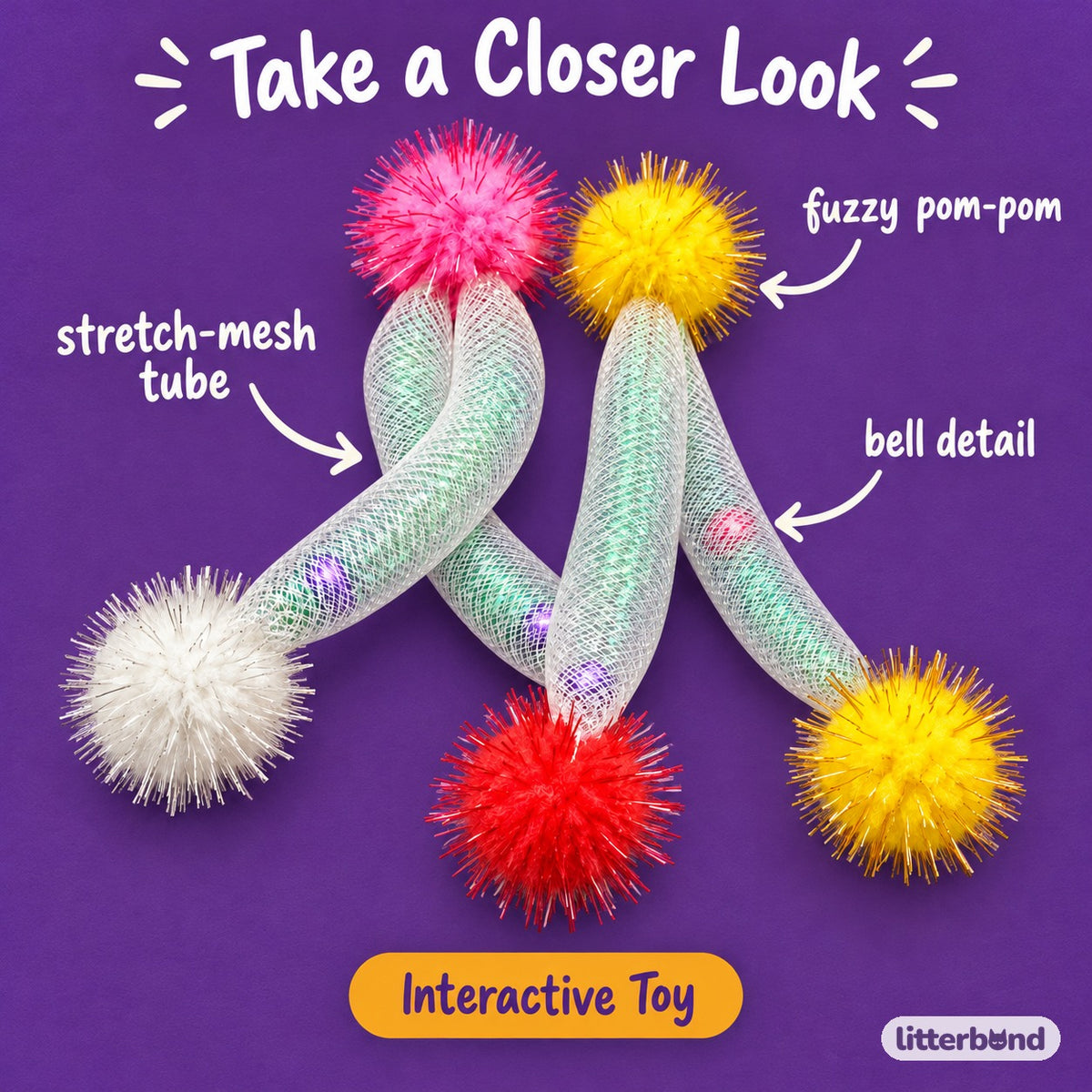 Iridescent Mesh Pom-Pom Toy - close-up details