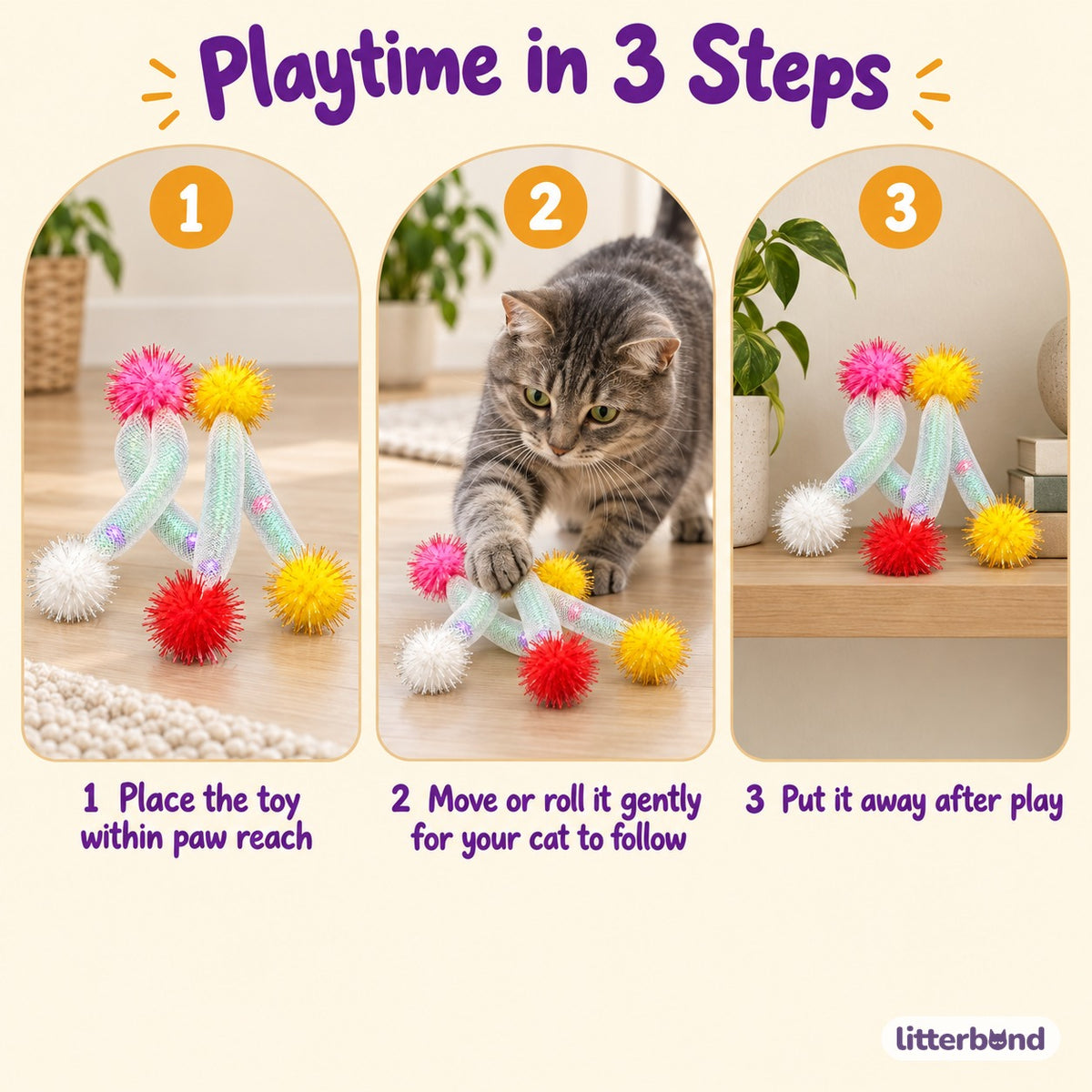 Iridescent Mesh Pom-Pom Toy - how to play