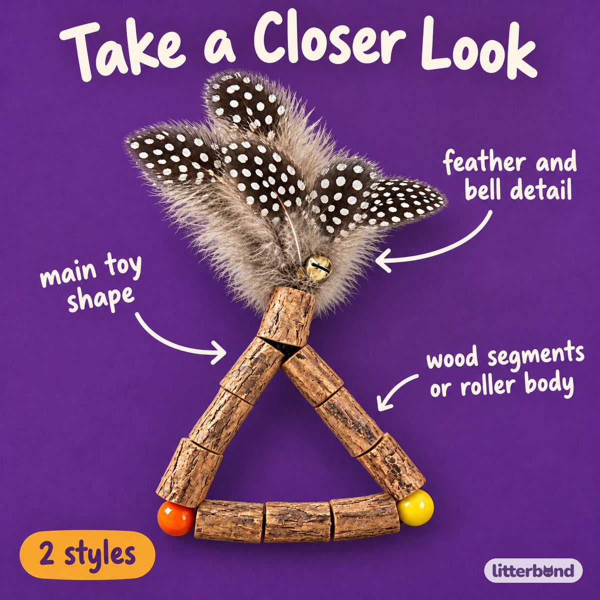 Silvervine Feather Play Toys - close-up details