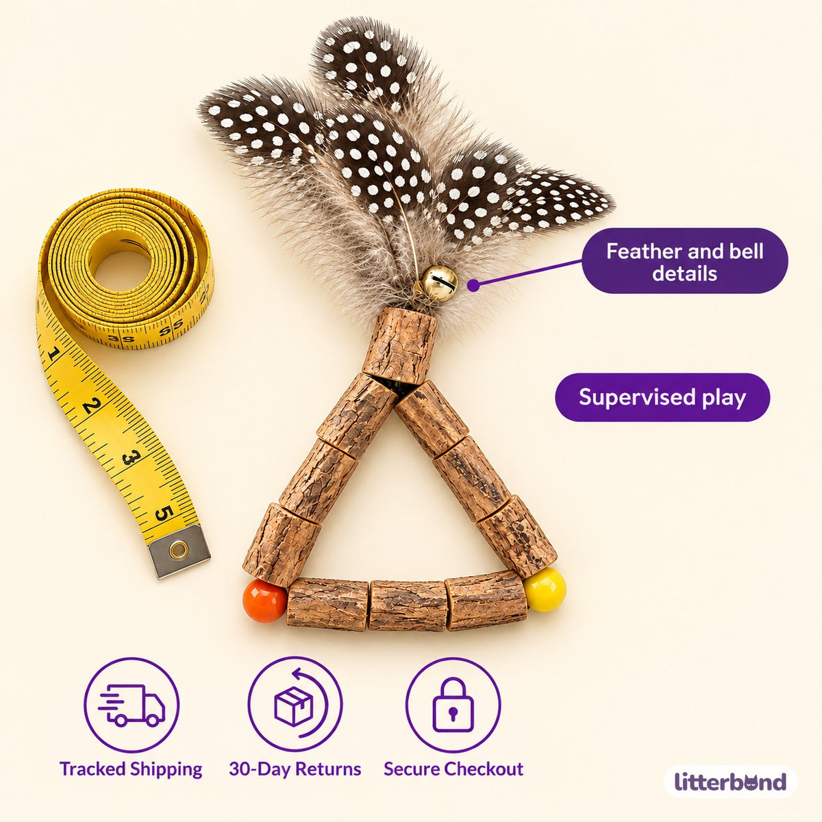 Silvervine Feather Play Toys - size and details