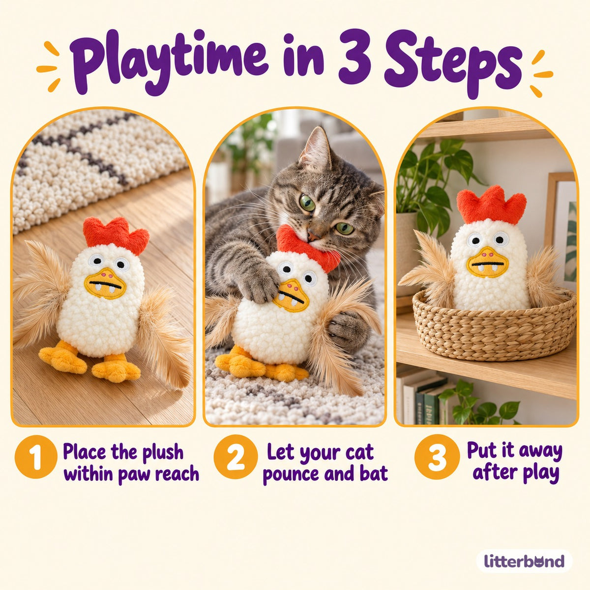 Shaggy Chicken Plush for Batting - how to play