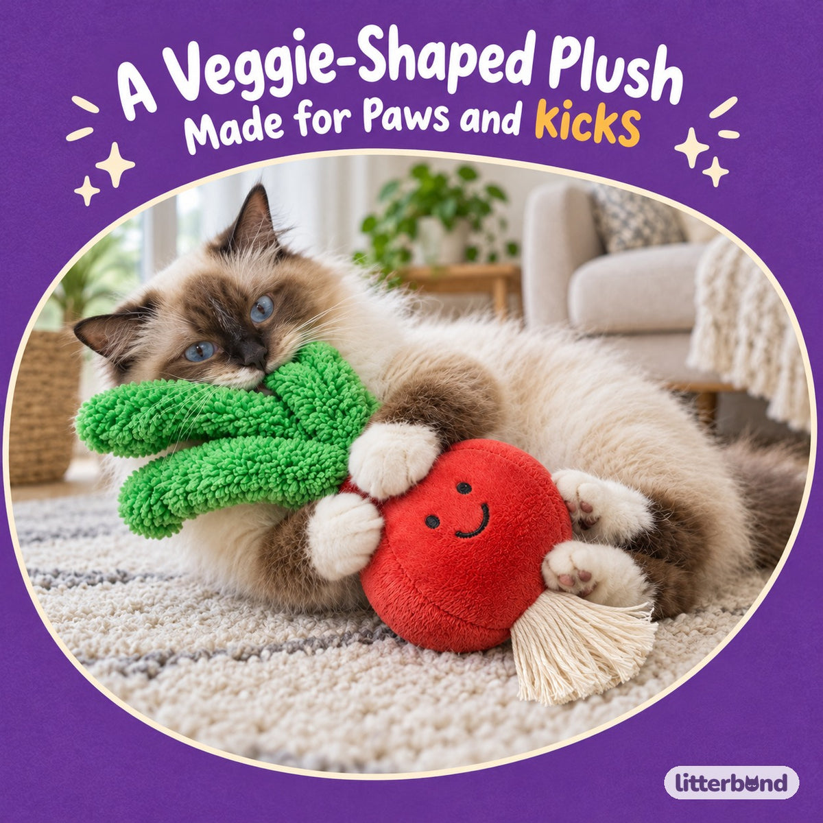 Red Onion Plush Kicker Toy for Hugging & Kicking with a cat